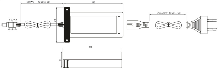 Rysunek techniczny zasilacza EBD6012